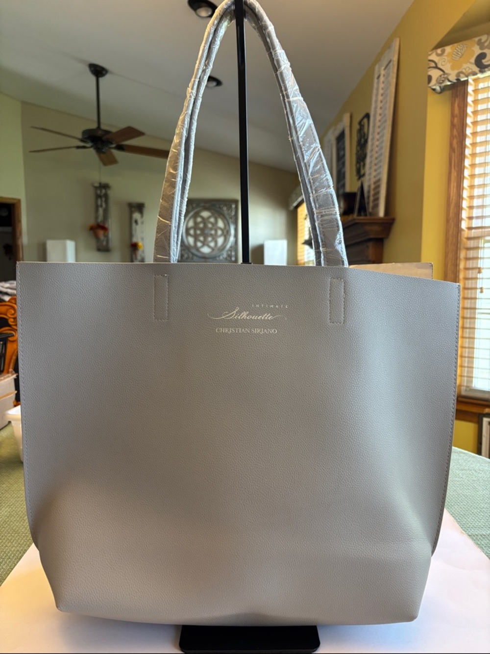 Christian Siriano Intimate Silhouette Light Grey Textured Tote